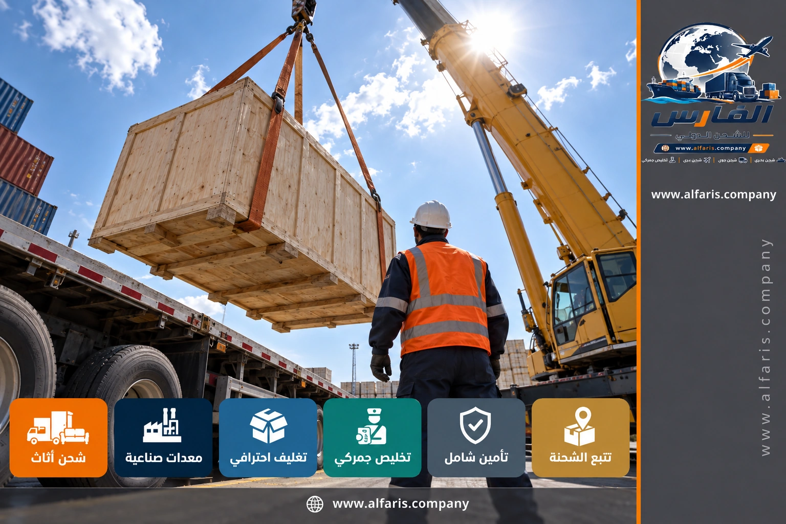 تثبيت وتغليف المعدات الصناعية قبل الشحن من الأحساء
